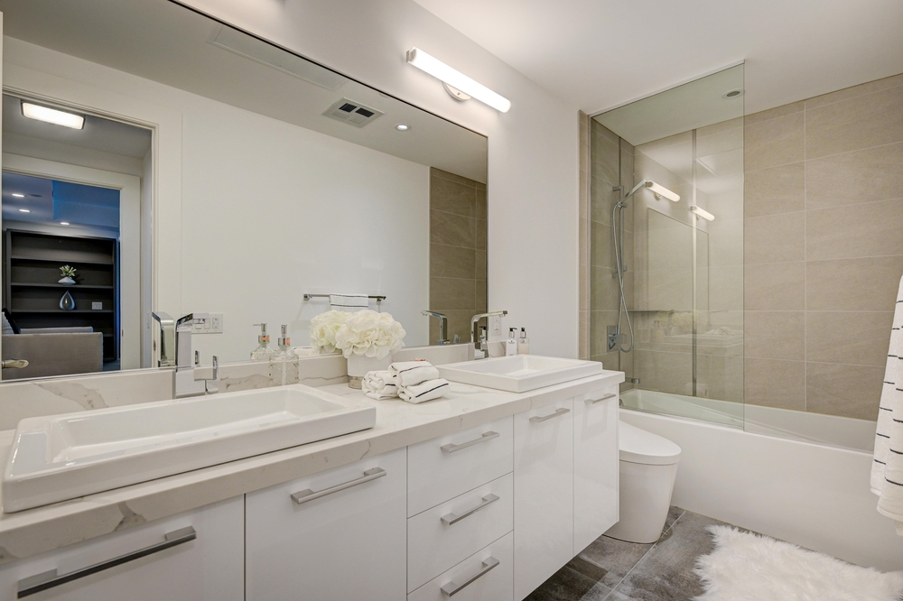 Professional bathroom renovation project with modern interior design